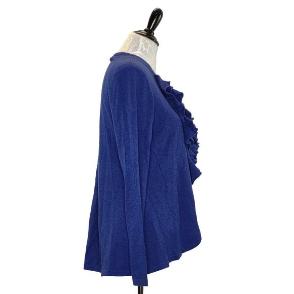 Magaschoni Cashmere Ruffled Blue Cardigan Sweater - Picture 10 of 16
